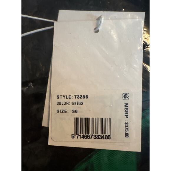 GANNI Ruched Tropical Print Green Black Yellow Stretch-Mesh Midi Dress Size 6 - Picture 6 of 6